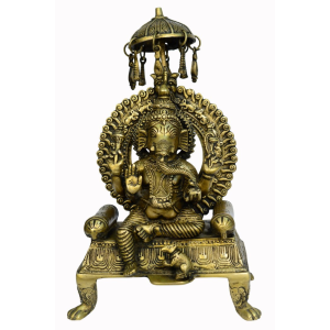 sitting Ganesha on bajath with umbrella Idol | Deity Idol Exclusive Collection