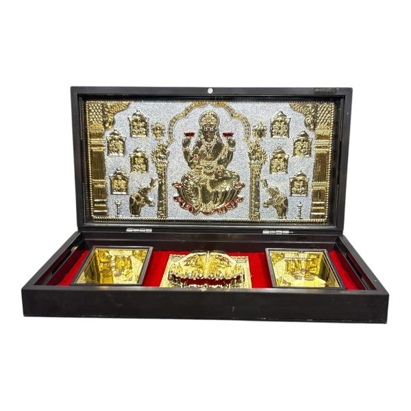 Sri Ashta Lakshmi mataji Silver plated  Charan Padhukas Box Corporate Gift 8 x 4 inch