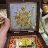 24K Gold Plated Jay Mata Di Jay Ambe Jay Durga Charan Paduka Frame 4x4 Inch – Navgraha.in - Image 2