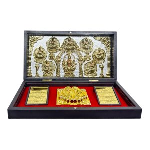 Sri Ashta Lakshmi mataji Gold Plated Charan Padhukas Box Corporate Gift 8 x 4 inch