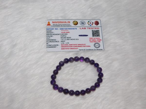 Amethyst Bracelet 8 MM Navgraha Certified - Navgraha