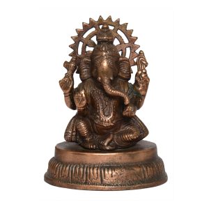 Lord Statue of Ganesh Round Base Black Metal  Idol | Deity Idol Exclusive Collection