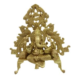 Statue Of Ganesh Sitting On Peacock Sinhasan Brass  Idol | Deity Idol Exclusive Collection