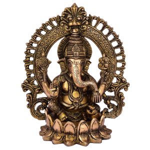 Statue Of Ganesh Sitting On Lotus Brass  Idol | Deity Idol Exclusive Collection
