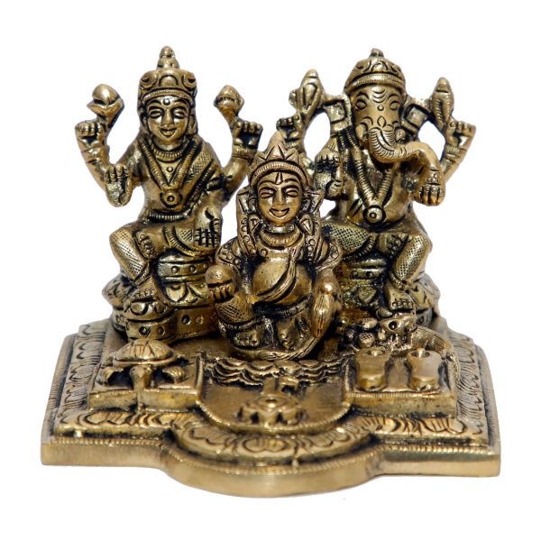 Laxmi-Ganesh-Kuber Dhan Yantra Brass  Idol | Deity Idol Exclusive Collection