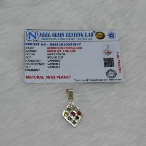 Nine Planets Silver Pendant Diamond Shape Neel Gems Certified - Navgraha