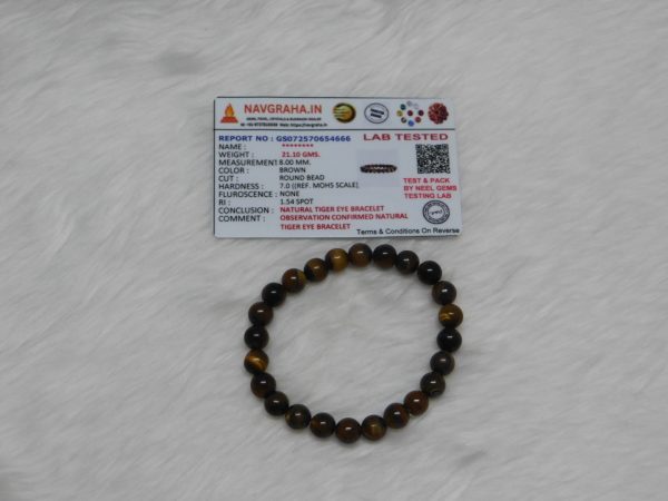 Tiger Eye Natural Bracelet 8 MM Navgraha Certified - Navgraha