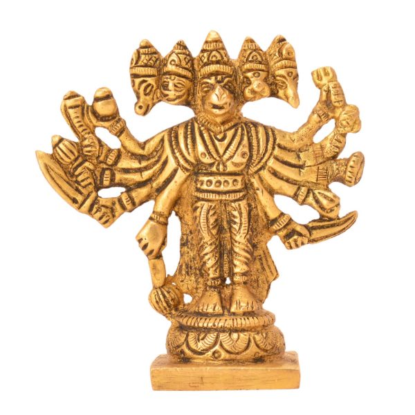 Brass Panchmukhi Hanuman 5 Face Hanuman Standing Statue For Collectible Handicraft 3.2″ Inch Idol | Deity Idol Exclusive Collection