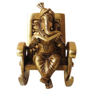 Brass Ganesha On Roocking Statue for Home Décor & Puja Room 7″ Inch Idol | Deity Idol Exclusive Collection