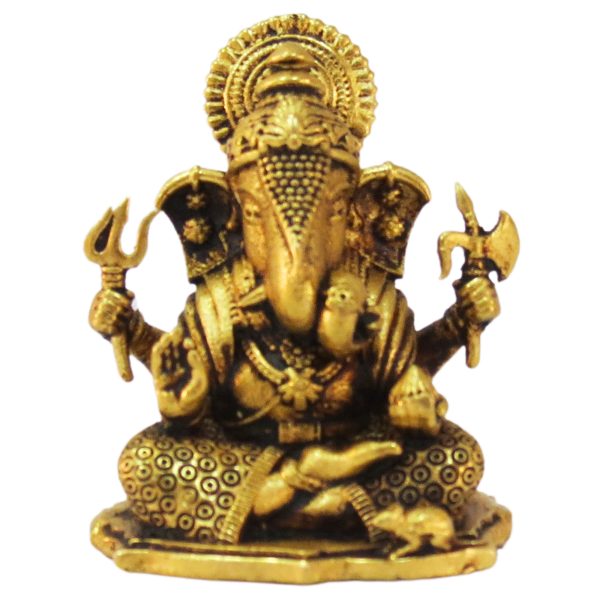 Brass Ganesha Super Fine Finishing Idol 4 Inch with Light Weighted Detailed Carving Work Idol | Deity Idol Exclusive Collection