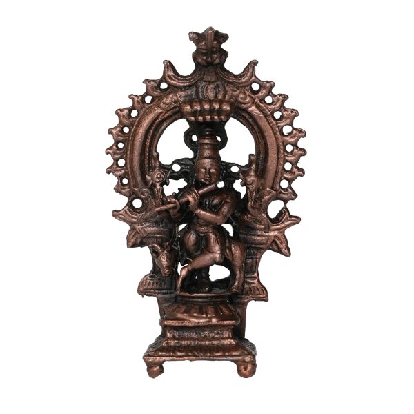 Copper Krishna Standing Idol Statue 3 Inch Idol | Deity Idol Exclusive Collection
