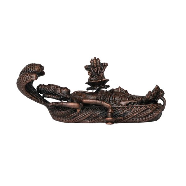 Copper Vishnu Laxmi Resting on Sheshnag Figurine For Handicraft 1.4 Inch Idol | Deity Idol Exclusive Collection