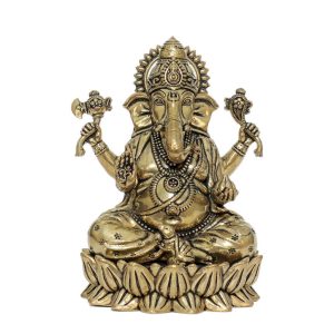 Brass Ganesha Statue 3.9 Inch Idol | Deity Idol Exclusive Collection