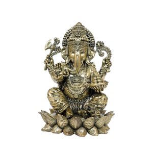Wisdom And Prosperity Of Brass Lord Kamal Ganesha 1.9 Inch Height Idol | Deity Idol Exclusive Collection
