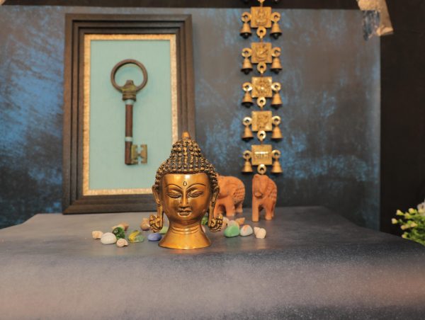 Brass Buddha Face Statue Home Decor 5.8″ Inch Height Idol | Deity Idol Exclusive Collection