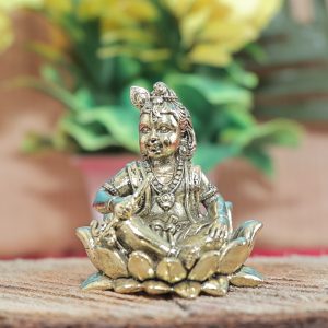 Brass Bal Krishna Idol – 1.8 Inch Handcrafted Laddu Gopal Murti for Mandir & Home Décor (81g) Idol | Deity Idol Exclusive Collection