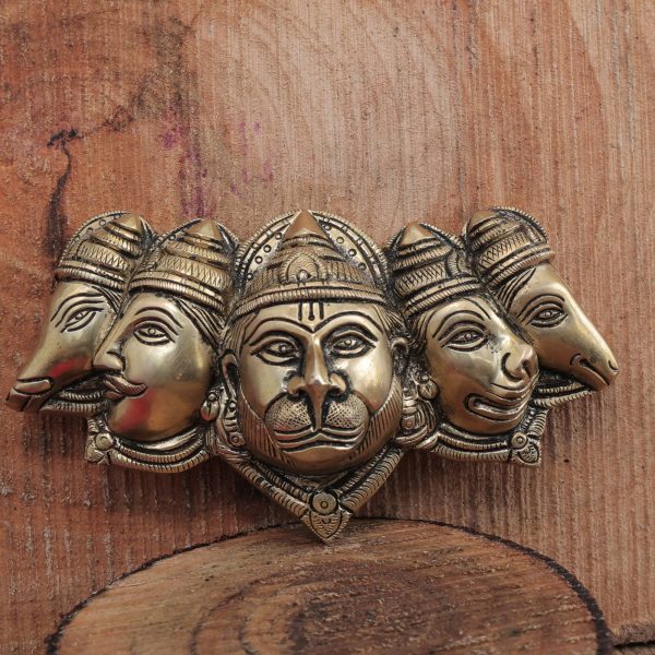 Brass Panchmukhi Hanuman Wall Hanging Idol | Deity Idol Exclusive Collection