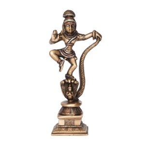 Brass Dancing Krishna Statue Standing on Shesh Naag Brass For Pooja Items Collectible Handicraft 6.5 Inch Idol | Deity Idol Exclusive Collection