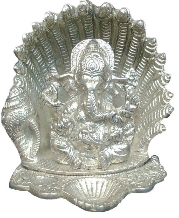 White Metal Sheep Ganesha Statue 4.5 Inch Height Idol | Deity Idol Exclusive Collection