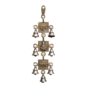 Brass Wall Hanging Subh Labh Ganesh with Bell Three Step – Premium Brass Deity Idol for Home & Temple