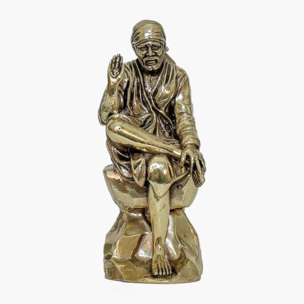 Brass Sai Baba for Collectible Handicraft Art 2 Inch Height – Premium Brass Deity Idol for Home & Temple