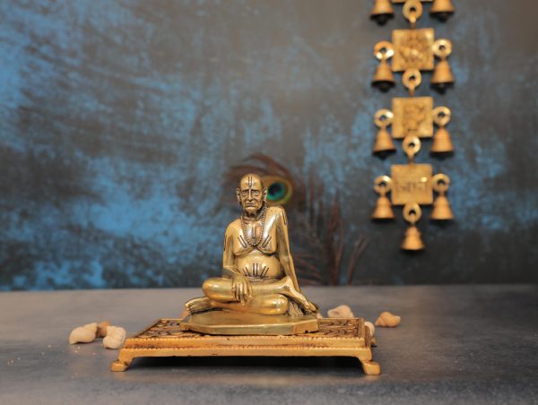 Brass Swami Samarth Idol Art Brass Murti For Decor 3.6″ Inch Height – Handcrafted for Pooja Room & Spiritual Décor