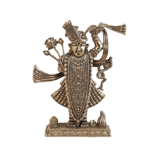 Brass Shreenathji Idol – 3 Inch | 180g | Compact Spiritual Decor – Handcrafted for Pooja Room & Spiritual Décor