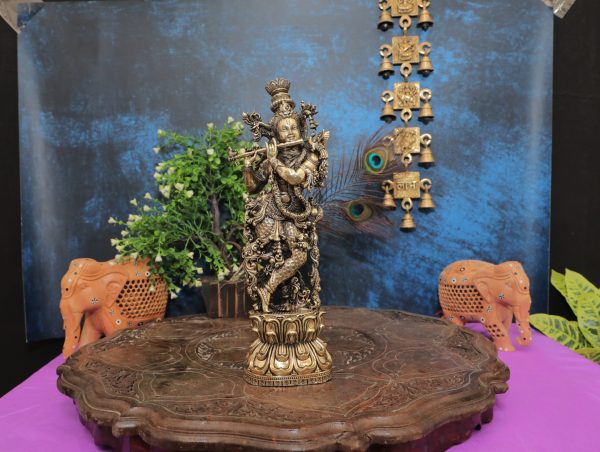 Brass Standing Krishna idol 7.6″ inch – Handcrafted for Pooja Room & Spiritual Décor