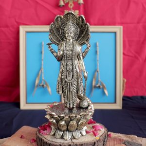 Brass Vishnu Idol – 10.8 Inch – Handcrafted for Pooja Room & Spiritual Décor