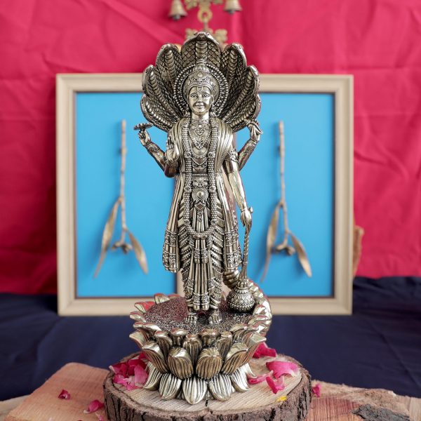 Brass Vishnu Idol – 10.8 Inch – Handcrafted for Pooja Room & Spiritual Décor