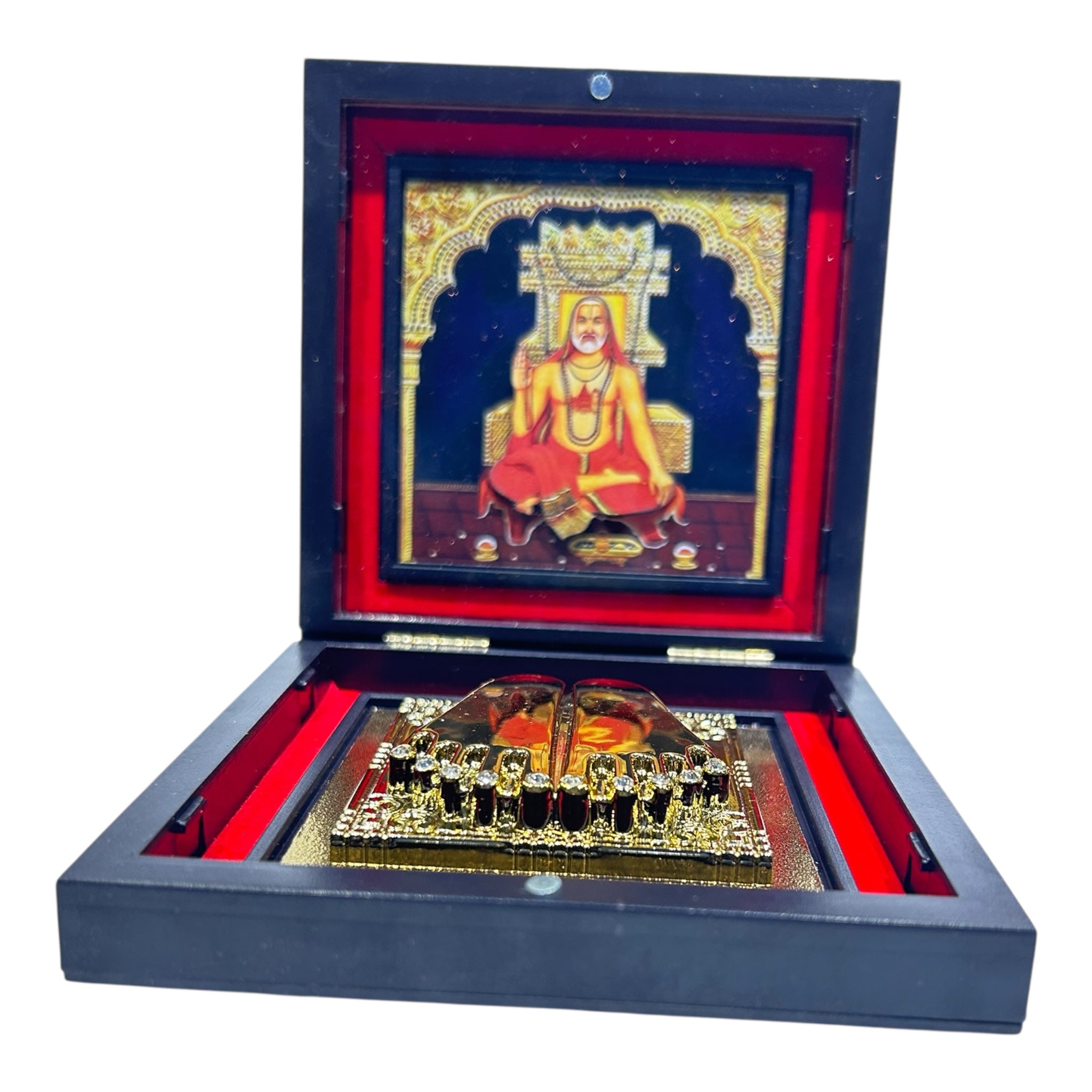 Sacred Charan Padhukas of Guru Raghavendra Swami in 4 x 4 inch | Divine Footprints for Blessings & Prosperity