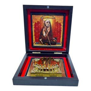 Kanchi Mahaperiyava Sri Sankaracharya Gold-Plated Padam Box 4 x 4 inch | Authentic Spiritual Product for Divine Connection