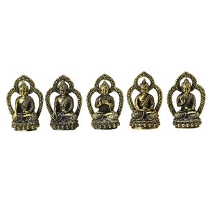 Buddha Mudras(5 Hand Positions of The Buddha) Tibet Brass Set Collectible – Premium Brass Deity Idol for Home & Temple