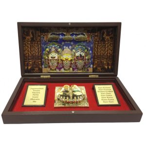 Puri Jaganath Gold Plated Charan Box Corporate Gift 8 x 4 inch | Sacred Divine Footprints for Temple & Home
