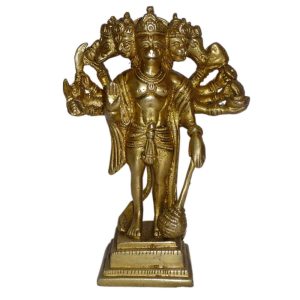 Brass 5 Face Hanuman Standing Statue 6.5″ Inch | Authentic Ganesha Idol for Wisdom & Success