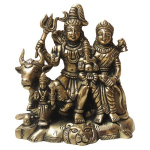 Brass Shiv family Statue for Home Décor & Puja Room 5.8″ Inch – Premium Brass Deity Idol for Home & Temple