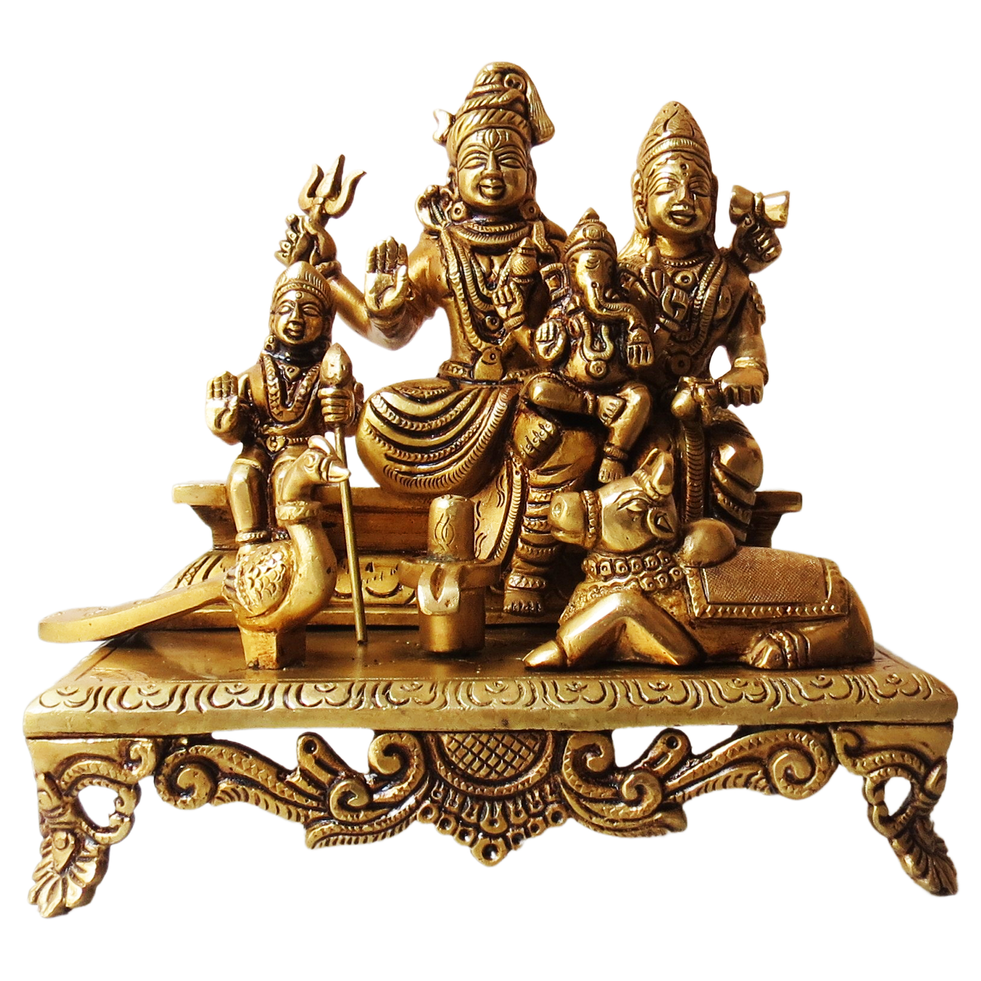 Brass Shiv family Idol for Puja Room Gift Items Collectible Handicraft Art 5.1″ Inch – Handcrafted for Pooja Room & Spiritual Décor