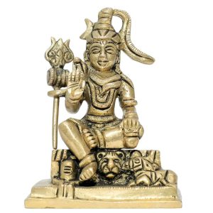 Brass Shiv Sankar Idol Brass For Collectible Handicraft 3.9″ Inch – Handcrafted for Pooja Room & Spiritual Décor