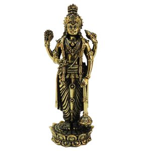 Brass Standing Lord Vishnu Statue 4 Inch – Premium Brass Deity Idol for Home & Temple