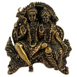 Brass Religious Statue Lord Shiva Family Figurine 1.5 Inch Height – Premium Brass Deity Idol for Home & Temple