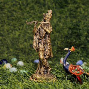 Brass Standing Krishna idol 6″ inch – Handcrafted for Pooja Room & Spiritual Décor