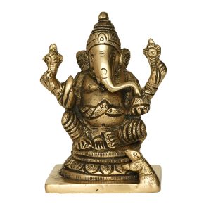 Brass Ganesha Super Fine Finishing Idol 3.6 Inch | Premium Ganesha for Divine Blessings & Prosperity