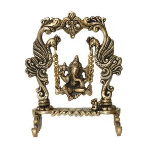 Brass Zula Ganesha Statue 7 Inch – Premium Brass Deity Idol for Home & Temple