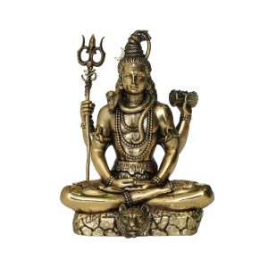 Brass Shiv Statue – Power and Serenity 4 Inch Heigh – Premium Brass Deity Idol for Home & Temple