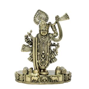 Brass Shrinathji For Collectible Handicraft 4″ Inch – Premium Brass Deity Idol for Home & Temple