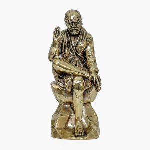 Brass Sai Baba for Collectible Handicraft Art 2 Inch Height – Premium Brass Deity Idol for Home & Temple