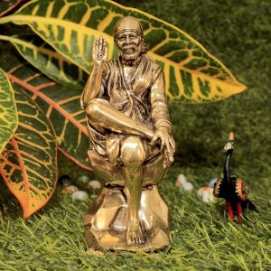 Brass Sai Baba for Collectible Handicraft Art 5 Inch Height – Premium Brass Deity Idol for Home & Temple