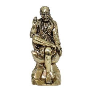 Brass Sai Baba God Idol For Religious Decor 3 Inch Height – Handcrafted for Pooja Room & Spiritual Décor