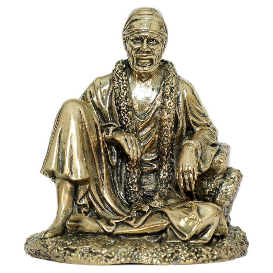 Brass Sai Baba Idol For Religious Decor 3 Inch Height – Handcrafted for Pooja Room & Spiritual Décor