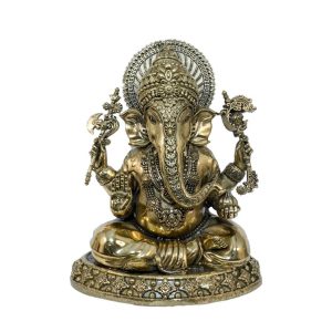 Brass Statue Of Ganesha Spiritual Decor And Temple Decor 6.5 Inch Height – Premium Brass Deity Idol for Home & Temple
